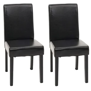 Zestaw 2 krzeseł do jadalni Krzesło kuchenne Littau ~ skóra, czarny, ciemne nogi - Krzesła Zestaw 2 krzeseł do jadalni Krzesło kuchenne Littau ~ skóra, czarny, ciemne nogi - Krzesła - miniaturka - grafika 1