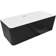 Wanny - Mexen Nila wanna wolnostojąca ryflowana 170 x 75 cm, biała/czarna, przelew chrom - 52841708075-01 - miniaturka - grafika 1