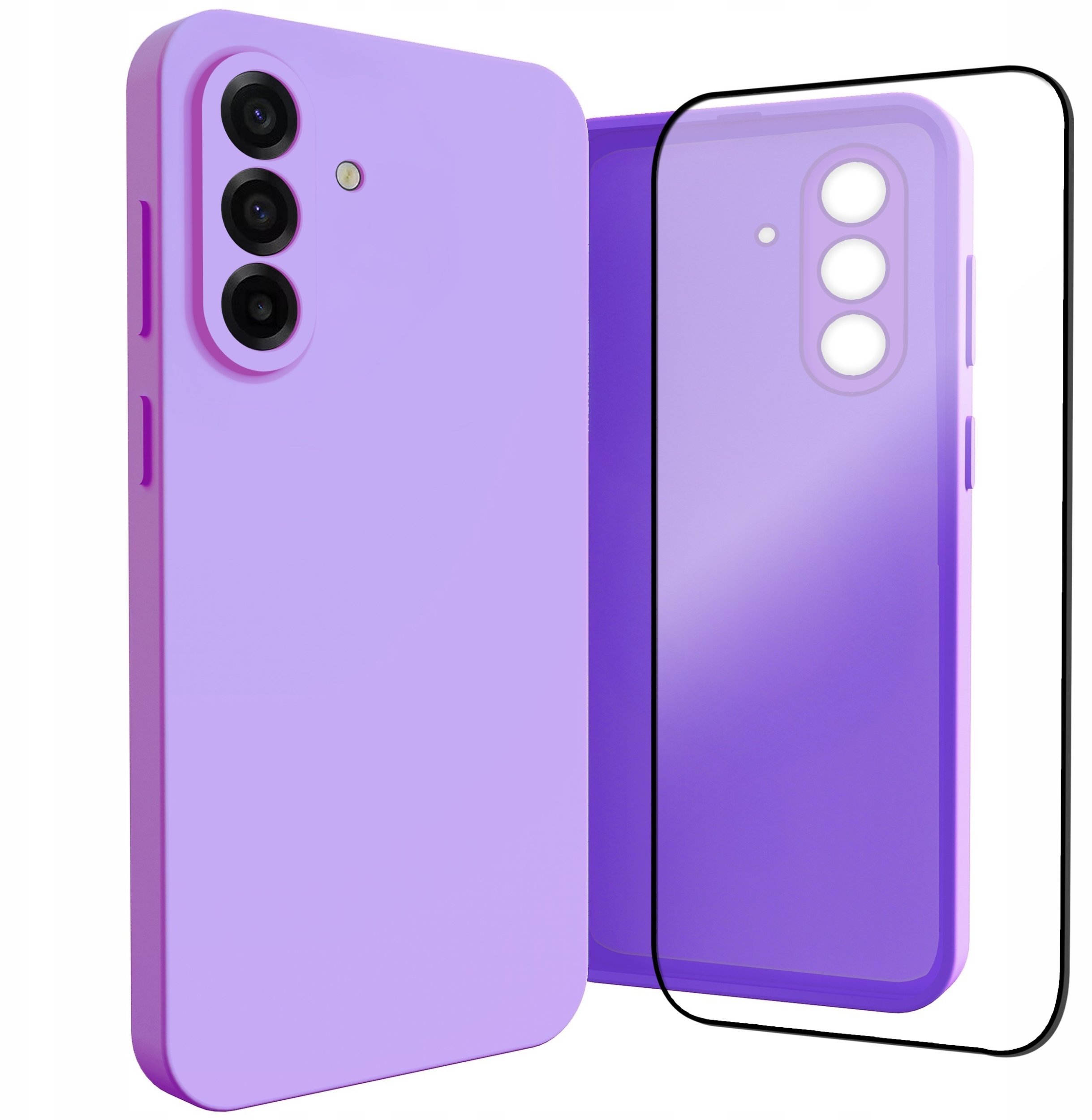 Etui do Samsung Galaxy A17 5G Silikonowe, Osłona Kamery, Fioletowe Szkło