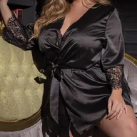 Szlafroki damskie - Satynowy szlafrok - miniaturka - grafika 1