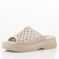 Klapki i japonki damskie - Beżowe skórzane klapki damskie na platformie S.Barski 537 - S.BARSKI - miniaturka - grafika 1