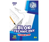 Szkolne artykuły papiernicze - Blok techniczny A4/10K 250g 10szt) ASTRA - miniaturka - grafika 1