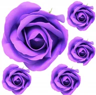 Sztuczne kwiaty - KWIATY MYDLANE róże róża z mydła główka LAWENDOWA fioletowa 5szt - miniaturka - grafika 1