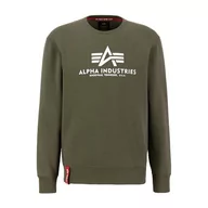 Bluzy sportowe męskie - Bluza Alpha Industries Basic Sweater 178302257 - zielona - miniaturka - grafika 1