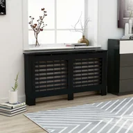 Akcesoria grzewcze - vidaXL Osłona na kaloryfer, czarna, 152x19x81 cm, MDF - miniaturka - grafika 1