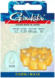 Gamakatsu Haczyki z przyponem Corn roz. 12 2210G - Inne akcesoria dla wędkarzy - miniaturka - grafika 1