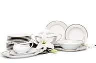 Serwisy obiadowe - Serwis obiadowy polska porcelana 6 os. 24 elementy biały / platynowy wzór MARTHA PLATIN Konsimo - miniaturka - grafika 1
