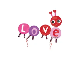 Balony foliowe Robaczek z napisem LOVE - 139x106 cm - Balony i akcesoria - miniaturka - grafika 1