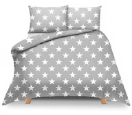 Pościel - Pościel bawełniana 160x200 szara w gwiazdy z torbą - miniaturka - grafika 1