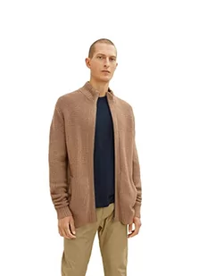 TOM TAILOR Męskie kardigan z wełny 1033527, 18950 - Havana Brown Melange, 3XL - Swetry męskie - miniaturka - grafika 1
