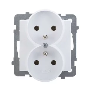 LEDart podwójne z uziemieniem, bez ramki - Ospel Sonata GP-2RRZ/m/00, kolor biały, 16A/250V - Gniazdka elektryczne - miniaturka - grafika 1
