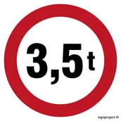 Systemy ekspozycyjne i znaki informacyjne - SA052 ZNAK DROGOWY B-18. ZAKAZ WJAZDU POJAZDÓW O RZECZYWISTEJ MASIE CAŁKOWITEJ PONAD 3,5 TON, PN - PŁYTA PCV 1MM; (600X600MM) - miniaturka - grafika 1