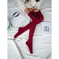 Skarpetki damskie - Zakolanówki Ażurowe Warkocz Ze Wstążką 0835.001, Kolor Bordo, Rozmiar 37-41 - miniaturka - grafika 1