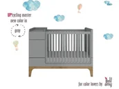 Łóżeczka i kojce - Łóżeczko dziecięce rozkładane 70x120 do 70x160 + biurko up! szare - miniaturka - grafika 1