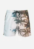 Kąpielówki męskie - Ciemnozielone Kąpielówki ze Wzorem Palm Lillemea - miniaturka - grafika 1