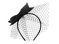 Dodatki do strojów karnawałowych - Fascynator opaska kokarda czarna - 1 szt. - miniaturka - grafika 1