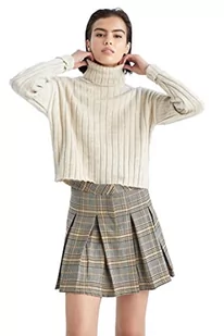 DeFacto Sweter normalny krój dla kobiet - sweter z golfem na topy damski (beżowy melanż, XL), Be?owy Melan?, XL - Swetry damskie - miniaturka - grafika 1