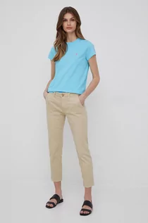 Spodnie damskie - Pepe Jeans spodnie MAURA damskie kolor beżowy fason chinos medium waist - grafika 1