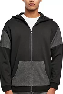 Urban Classics Męska bluza z kapturem oversize, z naszywką, zamek błyskawiczny, czarna/czarna, S, czarny/węgiel drzewny, S - Bluzy męskie - miniaturka - grafika 1