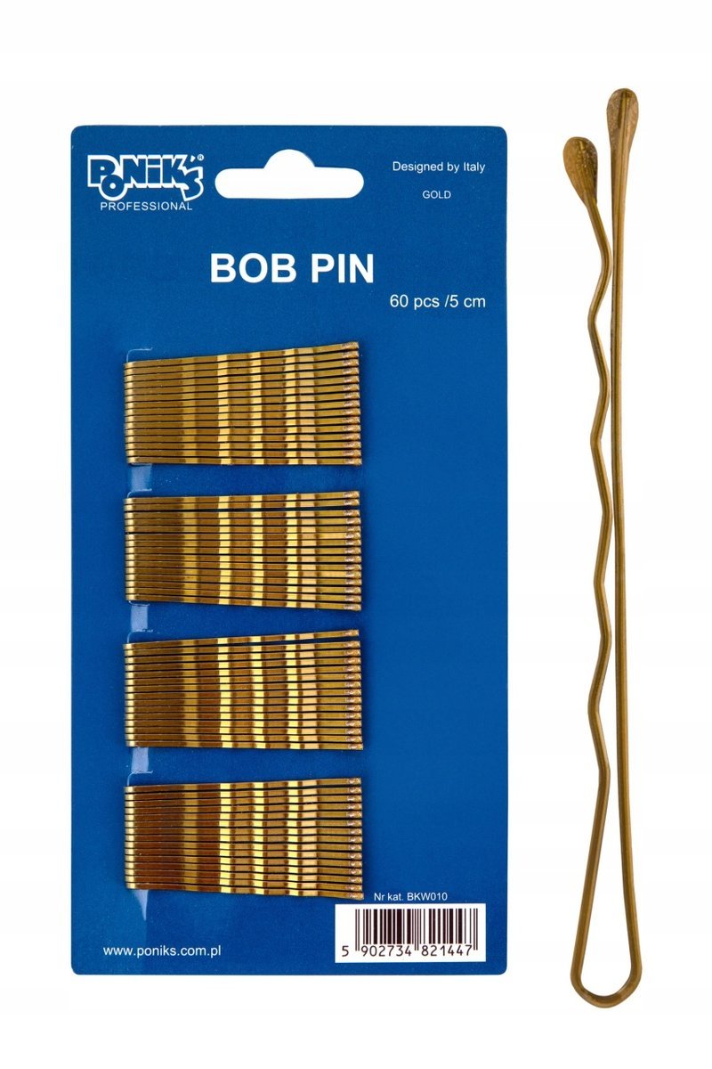 Wsuwki Do Włosów Fryzjerskie Złote Karbowane Z Kulką 60szt 5cm Poniks MOCNE