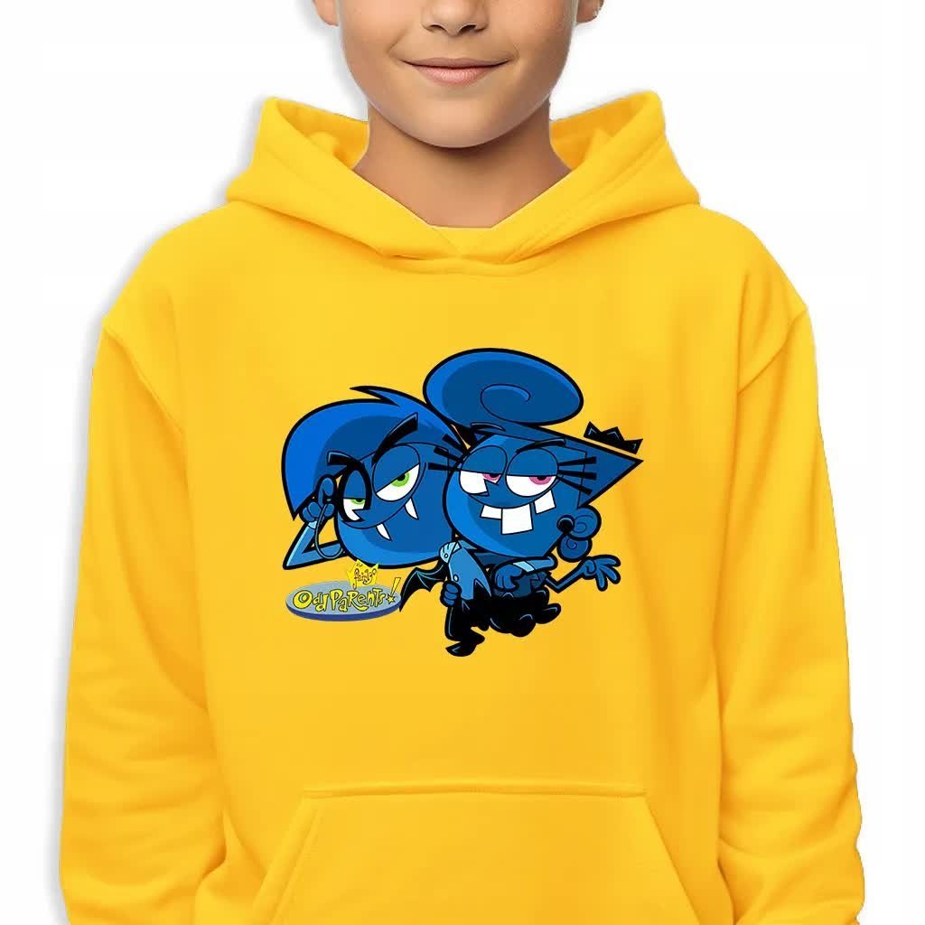 Bluza Dziecięca Z Kapturem Żółta Emo Cosmo&Wanda Wzory -128 Cm (7-8)