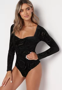 Czarne Welurowe Body z Głębokim Dekoltem Dandie - Body - miniaturka - grafika 1