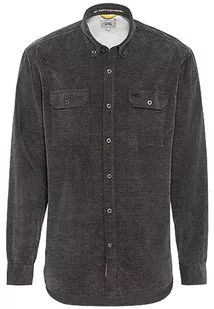 camel active Koszula męska z Broken Corduroy, czarny, 3XL - Koszule męskie - miniaturka - grafika 1
