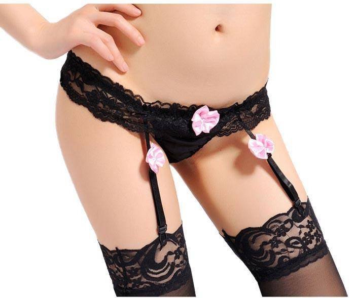 Pas Do Pończoch Czarny Koronkowy