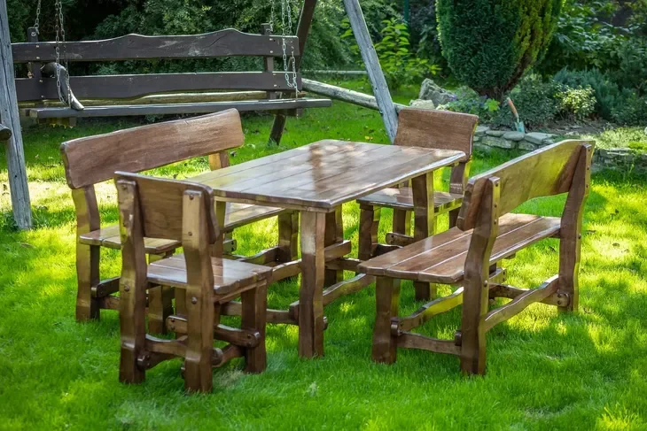 Meble ogrodowe drewniane rustykalne biesiadne 150cm Orzech
