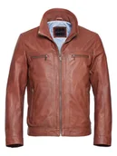 Kurtki męskie - Bugatti Skórzana kurtka w kolorze jasnobrązowym - miniaturka - grafika 1