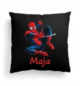 Poduszki dekoracyjne - Foto Poduszka Czarna Spider-Man Spiderman + IMIĘ 1 - miniaturka - grafika 1