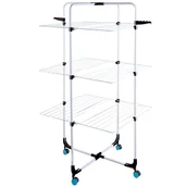 Suszarki na ubrania - Vilde Piętrowa suszarka na pranie, 3- poziomowa do ubrań, bielizny, pionowa, na kółkach, duża, składana, 30 m 569103 - miniaturka - grafika 1