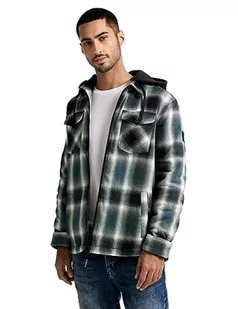 Street One MEN Męska kurtka przejściowa, overshirt w kratkę, Dark Forest Green, M - Kurtki męskie - miniaturka - grafika 1
