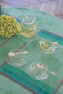 Obrusy i serwetki - Le Jacquard Fran ais Podkładka żakardowa na stół Parfums de bagatelle Niebieska - miniaturka - grafika 1