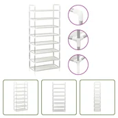 Szafki na buty - The Living Store Stojak na buty z 8 półkami Metal i włóknina Srebrny - miniaturka - grafika 1