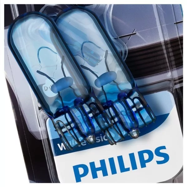 Żarówki PHILIPS WhiteVision ultra W5W T10 12V 5W, 2 szt.