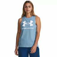 Koszulki sportowe damskie - Damski top z nadrukiem Under Armour Sportstyle Graphic Tank - niebieski - UNDER ARMOUR - miniaturka - grafika 1