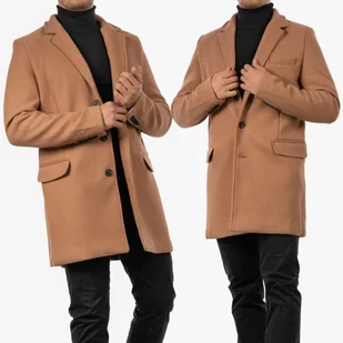 Płaszcz Męski Beżowy na Jesień Lekki K-6-2024 XL Camel - Płaszcze męskie - miniaturka - grafika 1
