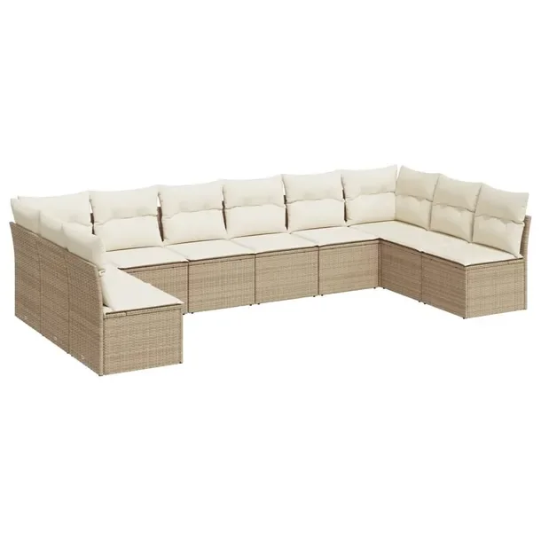Zestaw wypoczynkowy rattan PE 8+2+10+12 beżowy 55x62x69 cm