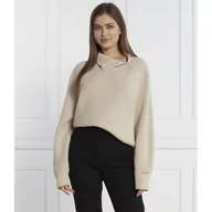 Swetry damskie - Calvin Klein Wełniany sweter | Regular Fit - miniaturka - grafika 1