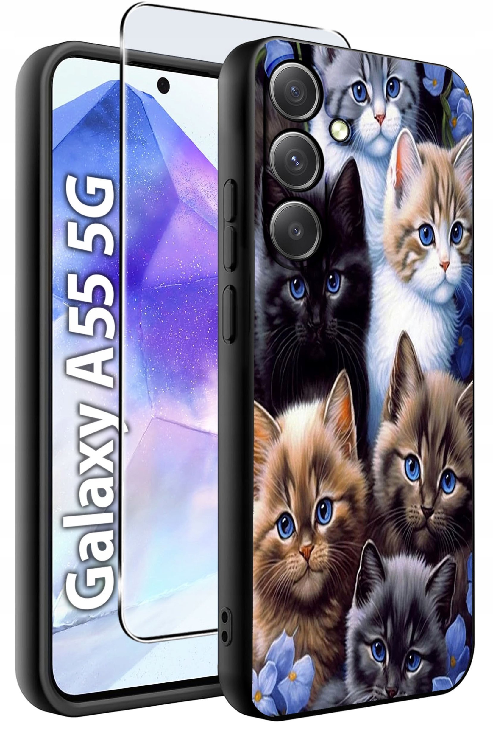 ETUI do Samsung A55 5G WZORY SILIKONOWE MATT CASE + SZKŁO HARTOWANE 9H