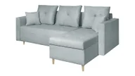 Narożniki - MARPUR narożnik rozkładany OTTO I 230x145 cm tapicerowany w kształcie litery L z funkcją spania, z podstawą łóżka i poduszkami, uniwersalny bok, mocna tkanina ELEMENT 16, szaro-niebieski - miniaturka - grafika 1