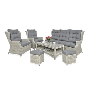 Meble technorattanowe TRIVENTO 3 + PUFY White Grey - Focus Garden - Meble ogrodowe - miniaturka - grafika 1