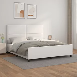 Lumarko Rama łóżka z zagłówkiem, biała, 180x200cm, obite sztuczną skórą - Łóżka - miniaturka - grafika 1