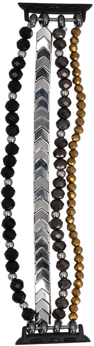 GlacierX bransoleta do smartwatcha Multi Strand Beaded Bracelet Onyx Gold do Apple Watch 38/40/41mm Srebrno-czarno-miedziana
