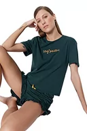 Koszulki i topy damskie - Trendyol Damska koszulka z dzianiny średniej średniej — krótka piżama, olejowa, M, Olej, M - miniaturka - grafika 1