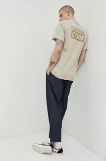 Koszulki męskie - Converse t-shirt bawełniany kolor beżowy z nadrukiem - grafika 1