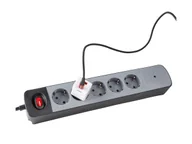 Listwy zasilające - HAMA Listwa antyprzepięciowa 5GN schuko, czarno-szara 1,5M - miniaturka - grafika 1