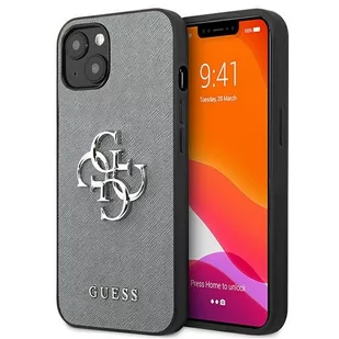 Guess GUHCP13SSA4GSGR iPhone 13 mini 5,4" szary/grey hardcase Saffiano 4G Metal Logo GUE001721-0 - Etui i futerały do telefonów - miniaturka - grafika 1
