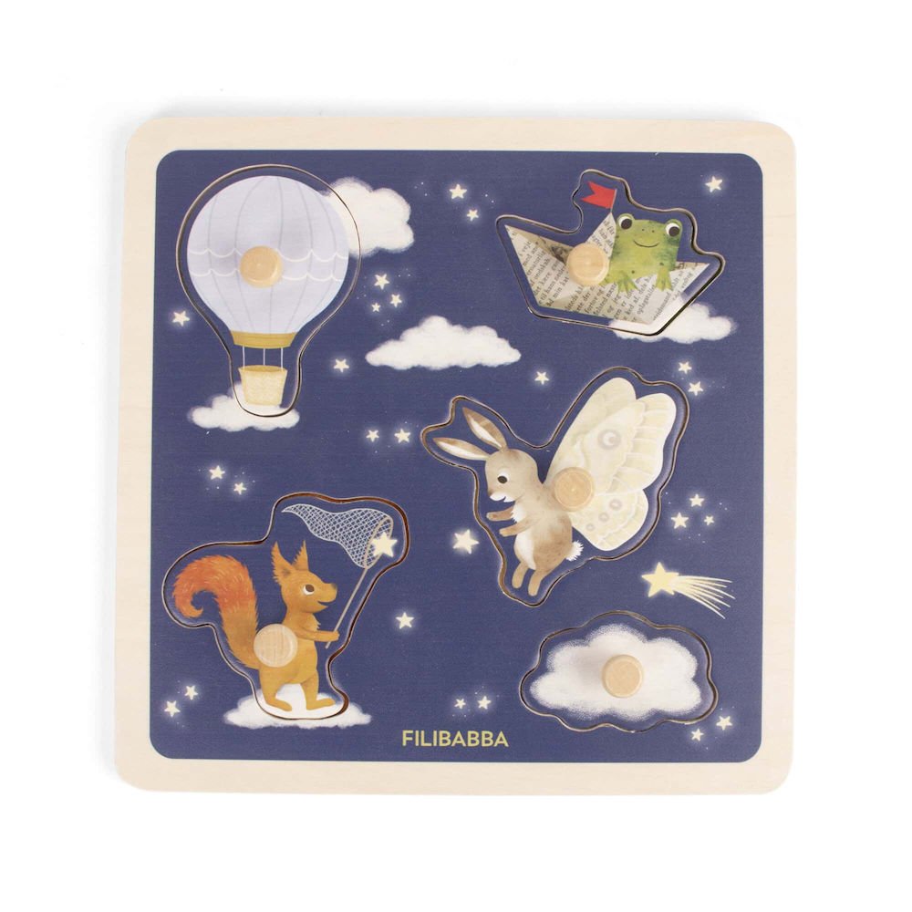 Filibabba Drewniane puzzle sensoryczne Little Adventurers